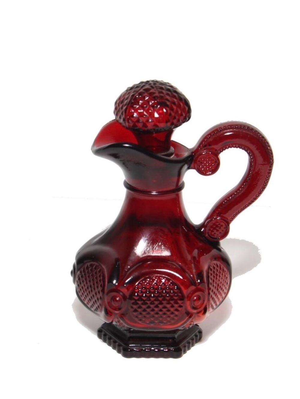 Avon Ruby Red Decorative Glass Cruet Pitcher